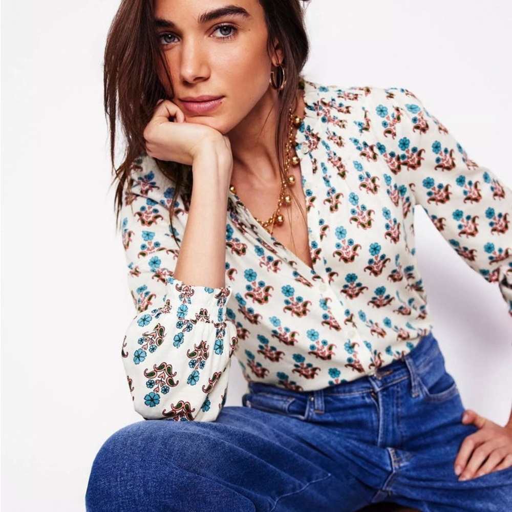Boden Fay Floral Smock Shirt